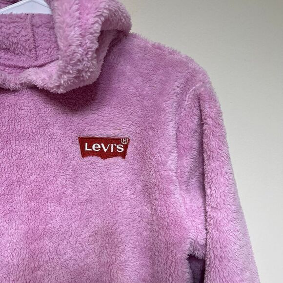 Levi’s Pink Lavender Girls Sherpa Fleece Pullover Large - Picture 3 of 9